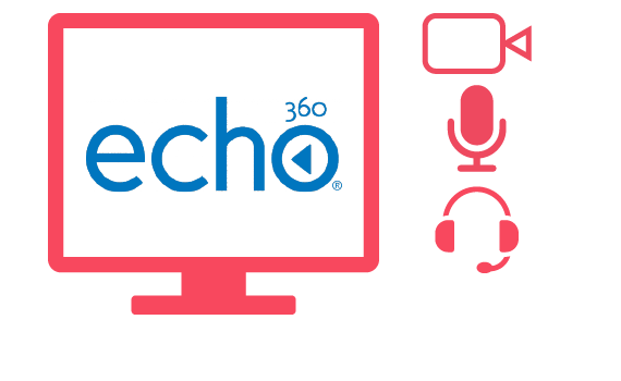A display with Echo360 logo and a web camera, a microphone and a headset